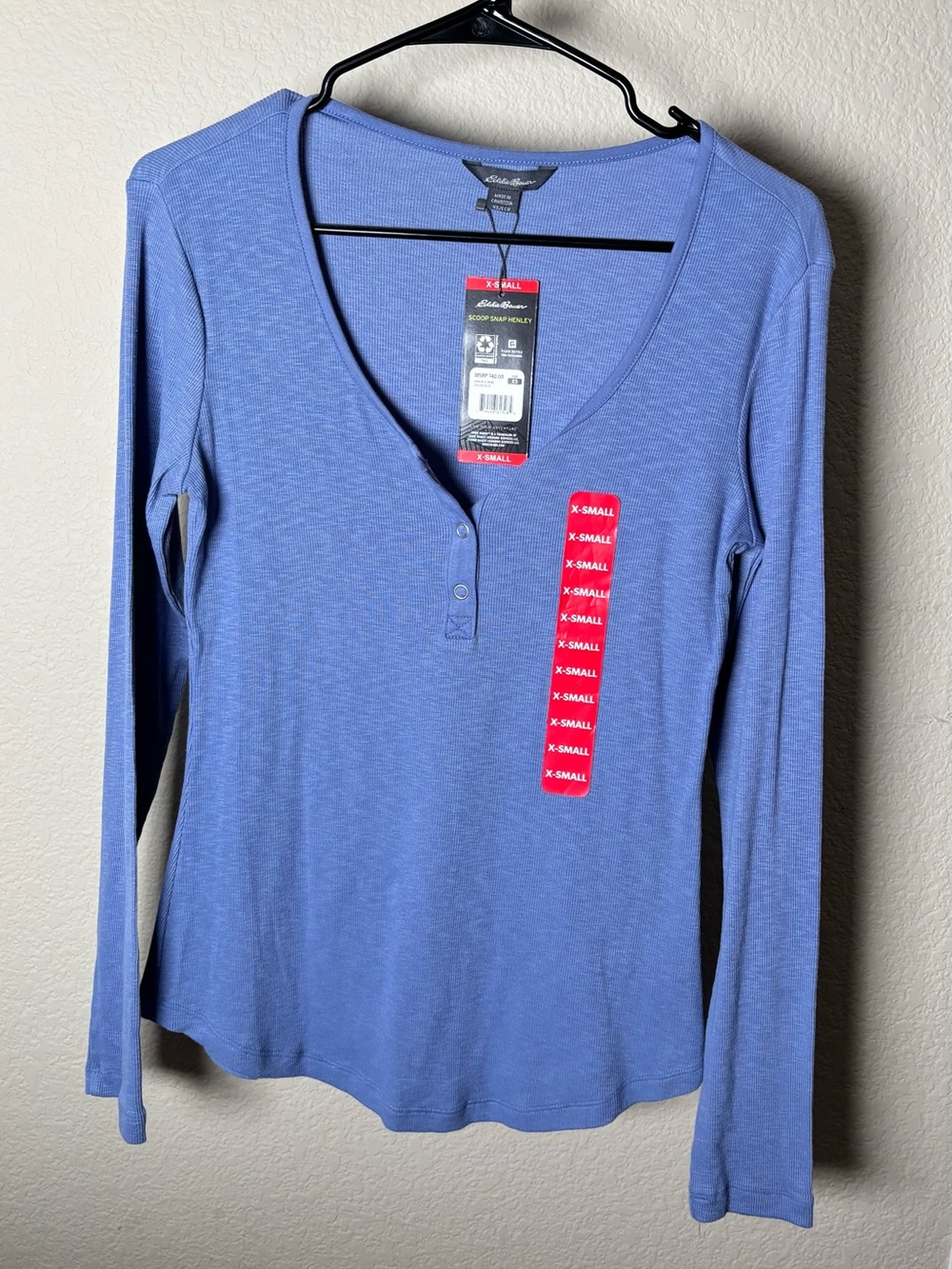 Eddie Bauer Light Blue Long-Sleeve Henley Top